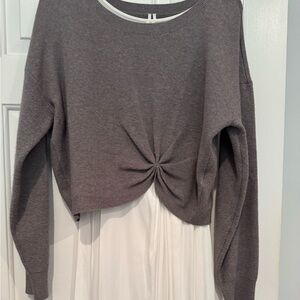 Anthropologie Gray and White Dress